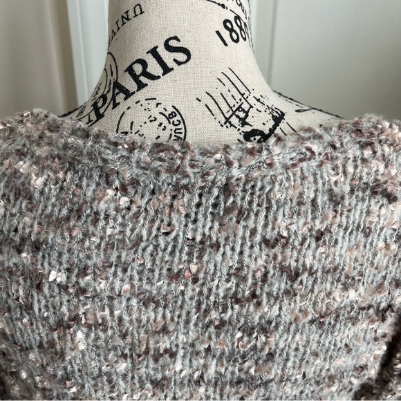 Mandee Fuzzy Speckled Chunky Knit Sweater Cream Brown Sz L - Picture 11 of 16